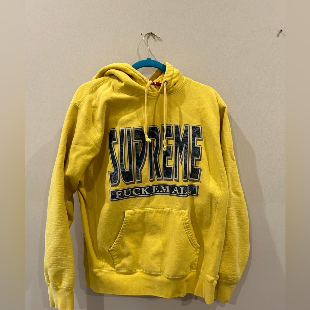 Authentic Supreme Deadstock Hoodie Yellow Paisley F Em All
